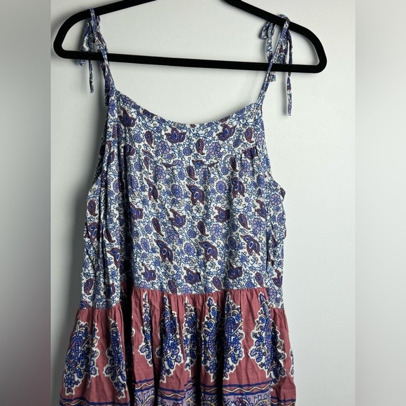 Lucky Brand Mixed print Tie Sleeve Midi Dress size Medium - Picture 2 of 8